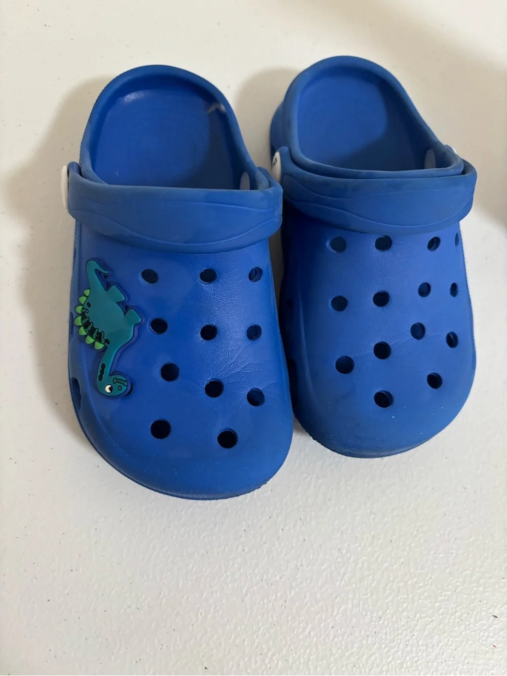 Kids Blue Slip-On Sandals with Dino Charm